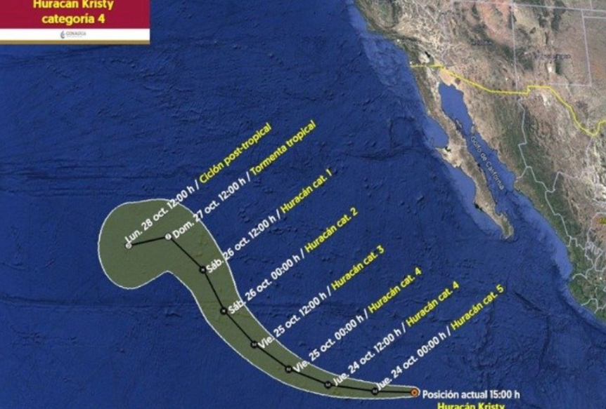 HuracÃƒÂ¡n Kristy se aleja de Cabo San Lucas, reporta CONAGUA