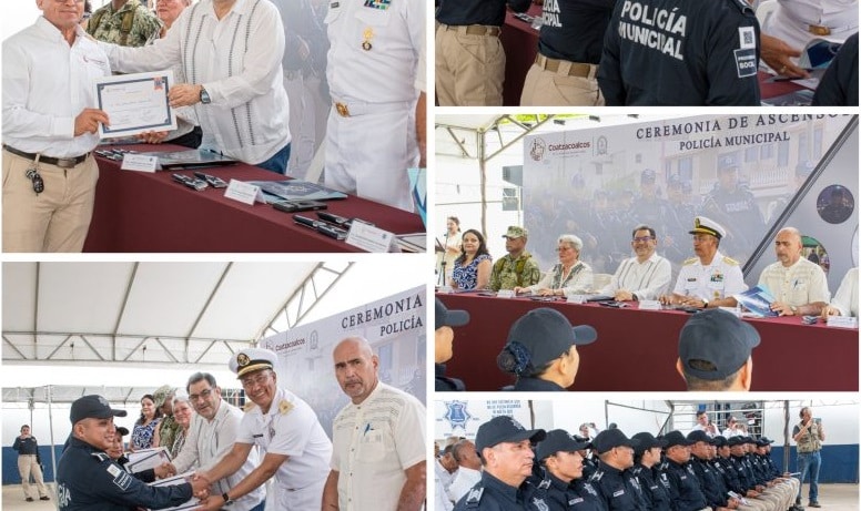 Amado Cruz Malpica entrega ascensos a 13 policÃƒÂ­as en Coatzacoalcos