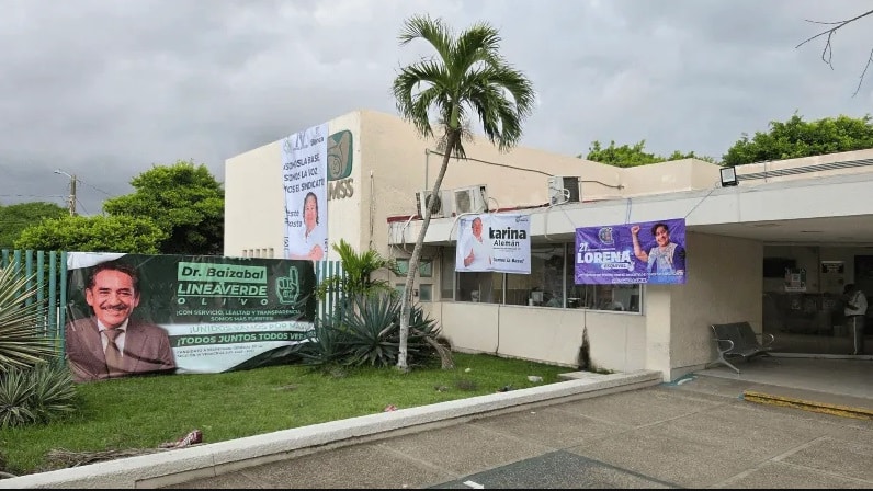 Candidatos SNTSS tapizan fachada de ClÃƒÂ­nica 60 del IMSS
