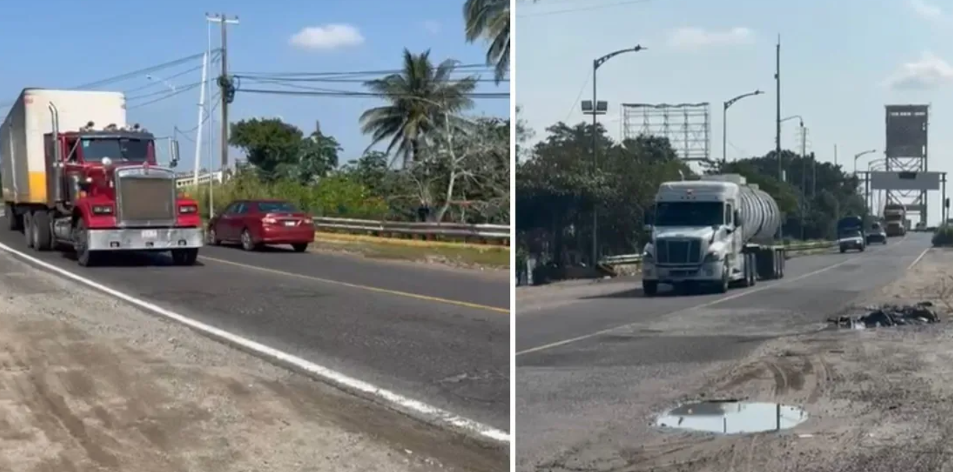 ReducciÃƒÂ³n de camiones de doble remolque en puente Coatzacoalcos