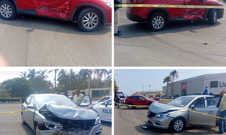 Choque aparatoso entre vehÃƒÂ­culos en Plaza Crystal Coatzacoalcos