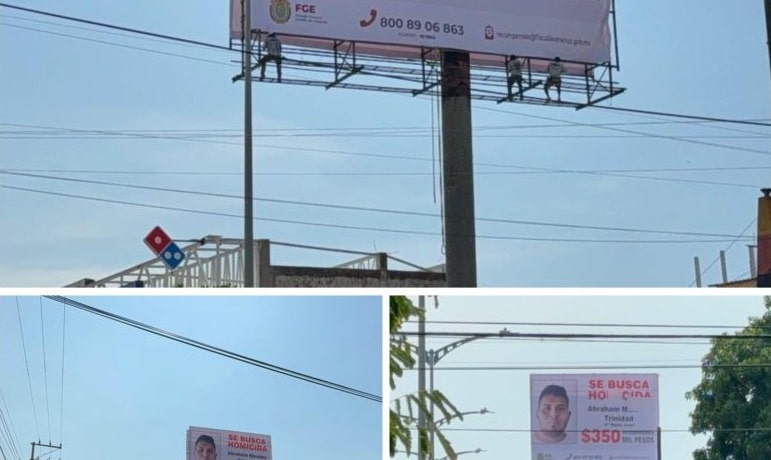 Colocan espectacular en Coatzacoalcos por recompensa de 350 mil