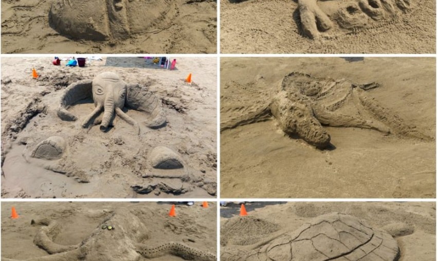 Concurso de esculturas de arena deslumbra en Coatzacoalcos