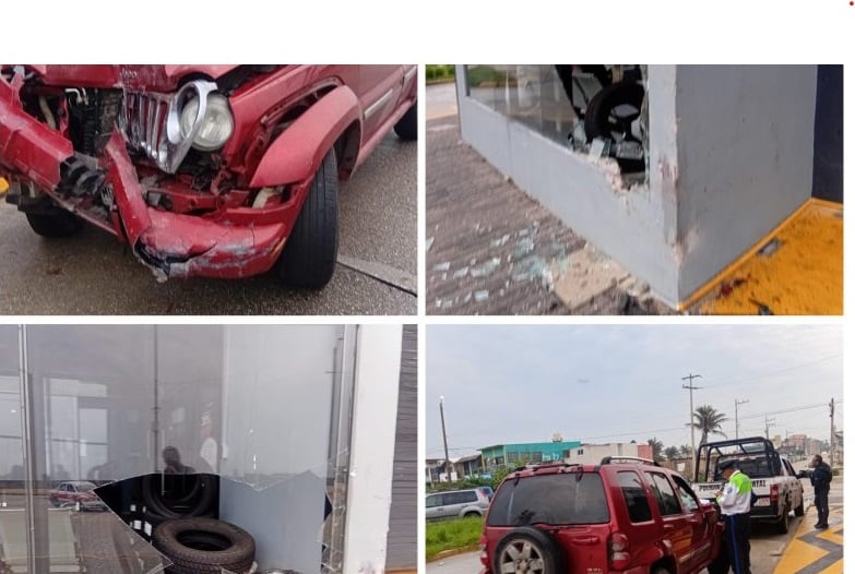 Conductora ebria choca contra llantera en el malecÃƒÂ³n de Coatzacoalcos