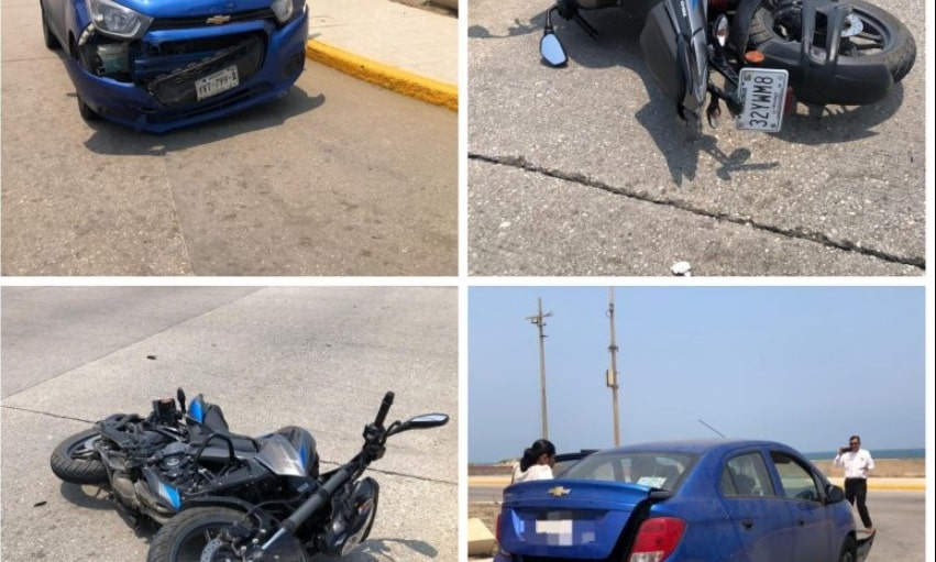 Conductora embiste a motociclista en el MalecÃƒÂ³n de Coatzacoalcos