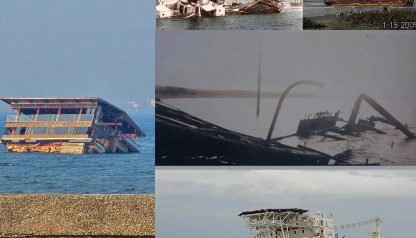 Embarcaciones que encallaron en Coatzacoalcos antes del atracadero