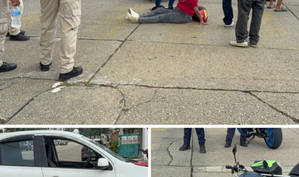 Motociclista herida por no respetar preferencia de paso en Coatzacoalcos