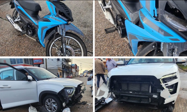 Motociclista herido tras choque en el centro de Coatzacoalcos