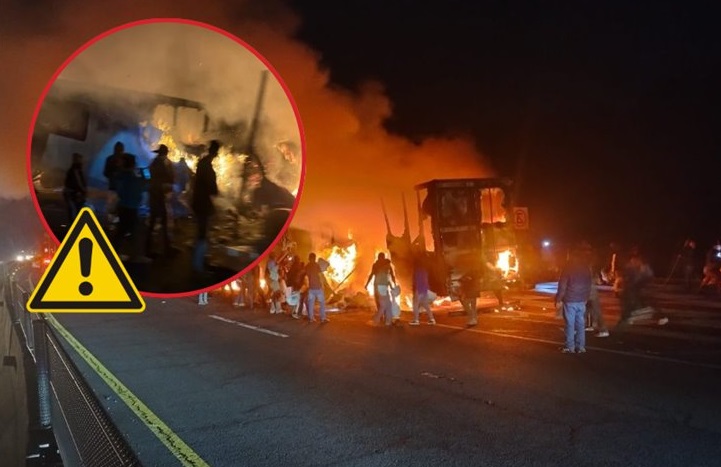Tráiler se incendia en libramiento Xalapa-Perote y desata caos